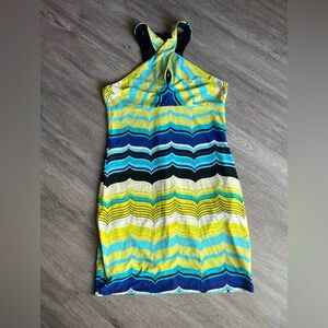 Trina Turk Green and Blue Halter Sundress